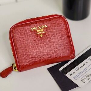Prada Red Saffiano Leather Wallet
